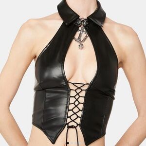 NWT! THE KRIPT Zhuri Vegan Leather Top